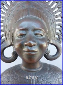 Buste Bronze 1940 danseuse cambodgienne Cambodge Angkor Apsara Vietnam Indochine