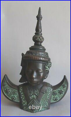 Buste Bronze danseuse cambodgienne 1940 Cambodge Vietnam Indochine Asiatique