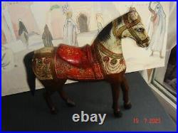 CHEVAL BOIS Anglo-Indien Bois sculptée polychrome