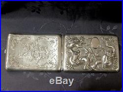 CHINESE EXPORT SILVER CIGARETTE CASE ARGENT MASSIF CHINE DRAGON 115g