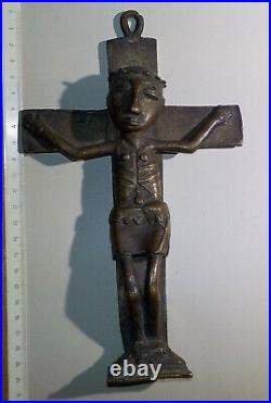 CRUCIFIX Kongo en bronze 23cm 1 kg Art Africain XIXè