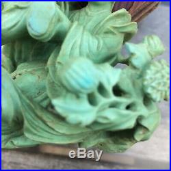 Chine Sculpture. Turquoise Jeune Chinoise Et Enfant Jouant Xxé