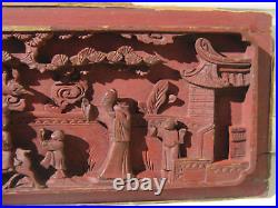 ChineSculpture bois vers 1880Lao Tse-Maîtres EnfantsLaque Rouge Sang de Boeuf