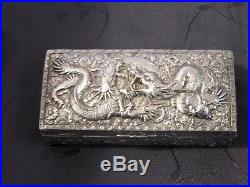 Chinese Dragon Silver Plated Box Boite En Alliage D Argent Asiatique