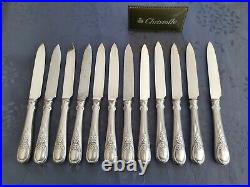 Christofle Trianon 12 Couteaux Fromage Dessert Metal Argente