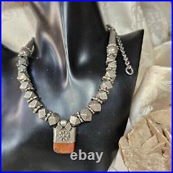 Collier Ethnique Yemenite Argent Et Agate 46 Cm 110g Début Xxe