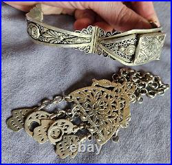 Collier pendentif et bracelet ethniques tunisiens en argent massif