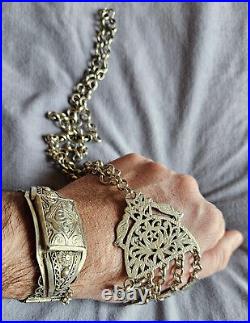 Collier pendentif et bracelet ethniques tunisiens en argent massif