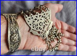 Collier pendentif et bracelet ethniques tunisiens en argent massif