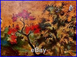 Countryside Scene Lacquer Panel by Than Quang Vietnam 117 60 cms / 1960 1970