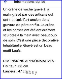 Crne De Vache Sculpté À La Main/motifs Feuilles/bos Taurus/indonésie/53×47x14cm