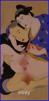 Estampe Japonaise SHUNGA GAY curiosa Erotique peinte à la main fin 19 ème siècle
