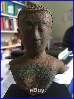 Exceptionnel buste de Bouddha Ayutthaya, 16e, bronze, 10cm sans socle (no copy)