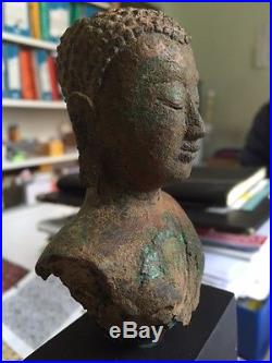 Exceptionnel buste de Bouddha Ayutthaya, 16e, bronze, 10cm sans socle (no copy)