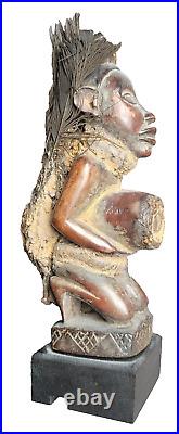 Fétiche Kongo Congo Vili Yombe Art Tribal Premier Africain Kunst agenouillé 20cm