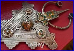 Fibule Argent Ancien Email Maroc Antique Berber Silver Enamel Moroccan Fibula