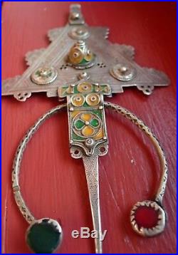 Fibule Argent Ancien Email Maroc Antique Berber Silver Enamel Moroccan Fibula