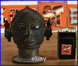 Figure de Bronze Tête Visage Inde Bouddha Antique Sculpture Art Asiatique 11cm