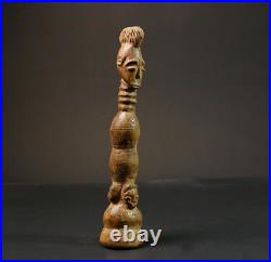 Figurine African Tribal Mahongwe Gabon African Face Guardian Statue-9000