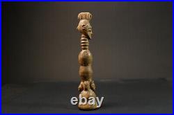 Figurine African Tribal Mahongwe Gabon African Face Guardian Statue-9000