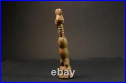 Figurine African Tribal Mahongwe Gabon African Face Guardian Statue-9000