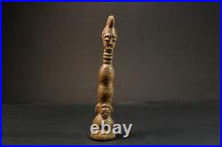 Figurine African Tribal Mahongwe Gabon African Face Guardian Statue-9000