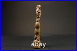 Figurine African Tribal Mahongwe Gabon African Face Guardian Statue-9000