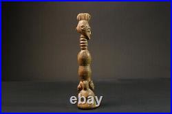 Figurine African Tribal Mahongwe Gabon African Face Guardian Statue-9000