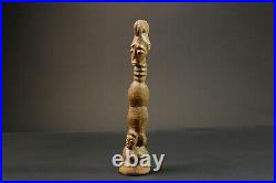 Figurine African Tribal Mahongwe Gabon African Face Guardian Statue-9000