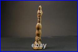 Figurine African Tribal Mahongwe Gabon African Face Guardian Statue-9000