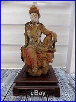 GRAND Extraordinaire Mère du Bouddha ancien bois sculpté Chine