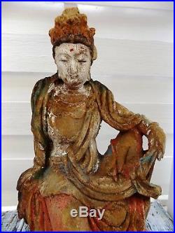 GRAND Extraordinaire Mère du Bouddha ancien bois sculpté Chine