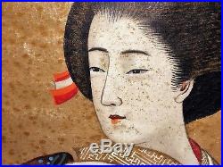Geisha. Peinture Sur Soie. Anonyme. Japon. Siècle Xix-xx
