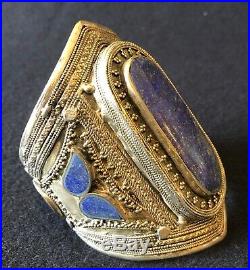 Grand Bracelet Manchette 9,9 cm Afghan Turkmen Kuchi Afghanistan Lapis Lazuli