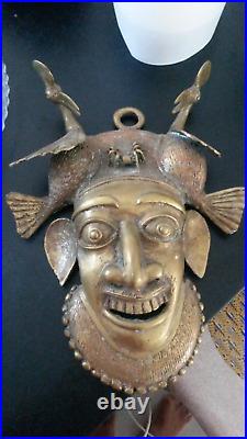 Grand Masque Africain En Bronze Cote D'ivoire