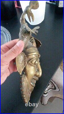 Grand Masque Africain En Bronze Cote D'ivoire
