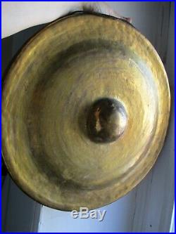Grand gong ancien bronze martelé 19ème Asie Chine 40 cm de diamètre