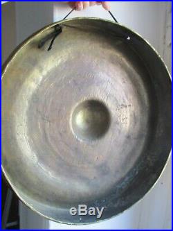 Grand gong ancien bronze martelé 19ème Asie Chine 40 cm de diamètre