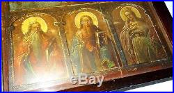 Grande Icone Russe Peinte Sur Bois Elie 19° Siecle Orthodox Painted Icon Elias