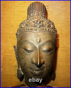 Grande Tete De Bouddha Shakyamuni 1900 Ad Thailand Siam Bronze Buddha Head