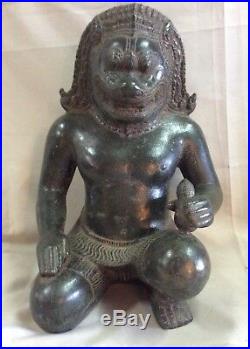 Grande statuette Monstre ASURA Gardien Khmère Angkor en bronze 7 kg. Cambodge
