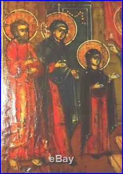 Icone Russe Entree Au Temple Tempera Sur Bois 19° S Russian Painted Icon