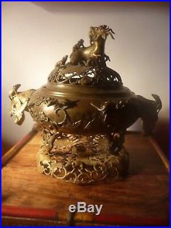 Important brûle parfum en bronze sculpté Vietnam 15 kgs100