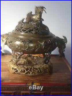 Important brûle parfum en bronze sculpté Vietnam 15 kgs100