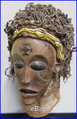 Important et ancien masque Pwo Tshokwe Angola Art Primitif Tribal d'Afrique