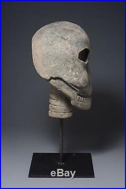 Impressionnante Vanité en pierre calcaire Mexique Tête de mort Skull