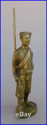 Indochine Statue bronze soldat annamite Linh Tâp Vietnam Asie 1950 asiatique