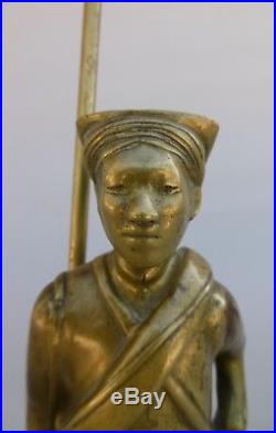Indochine Statue bronze soldat annamite Linh Tâp Vietnam Asie 1950 asiatique