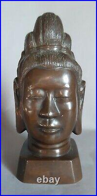 Indochine buste divinité Quanyin tête Bouddha bronze indochinois Vietnam asie