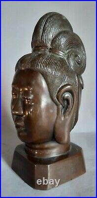 Indochine buste divinité Quanyin tête Bouddha bronze indochinois Vietnam asie